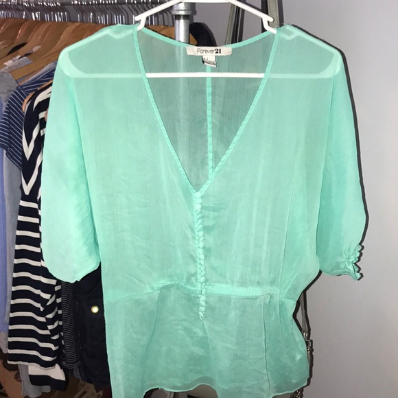 Forever 21 Tops - Shear turquoise blouse